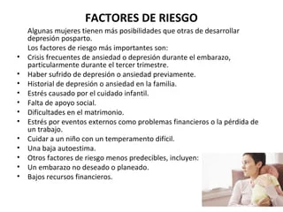 Factores de riesgo para la depresión posparto